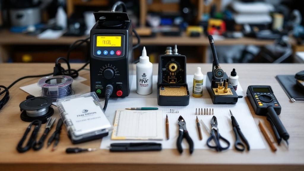 FPV Löten lernen: Werkzeuge auf einem aufgeräumten Arbeitstisch