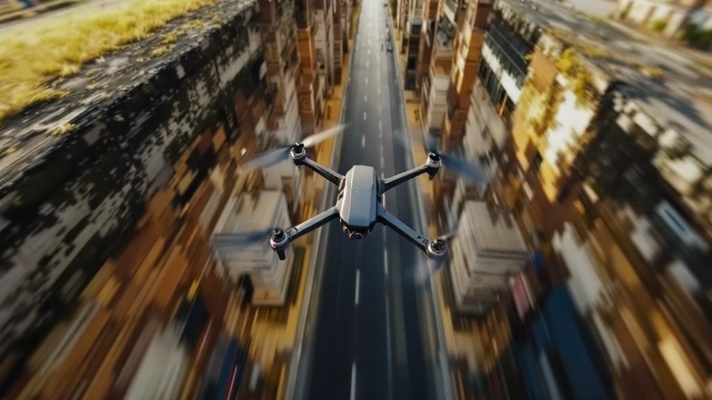 FPV Drohne fliegt durch einen Gap