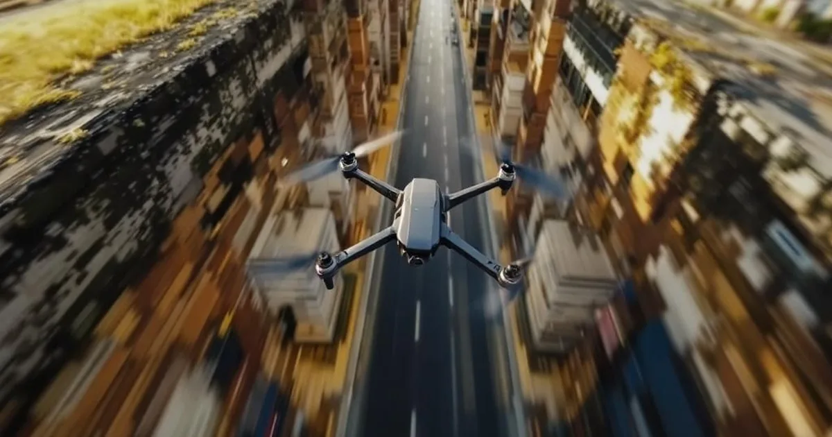 FPV Drohne fliegt durch einen Gap